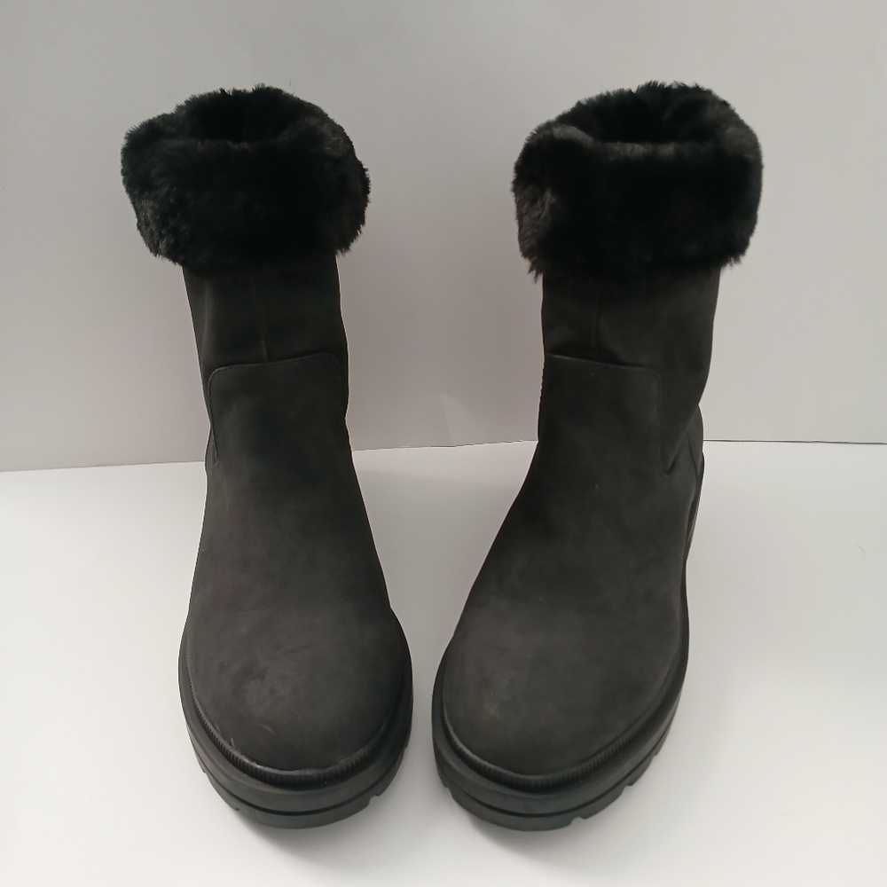 Rocket Dog, Idea Black Faux Leather, Faux Fur Mid Calf Boots, Women's Size 9